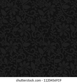 Black pattern, with black leaves and background. Vector and seamless pattern that can be used very extensively.
