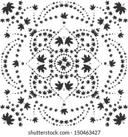black pattern of maple leaves on a white background, vector illustration
