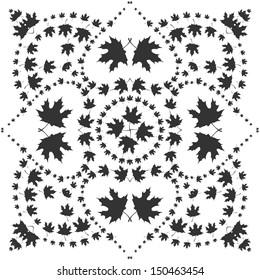 black pattern of maple leaves on a white background, vector illustration