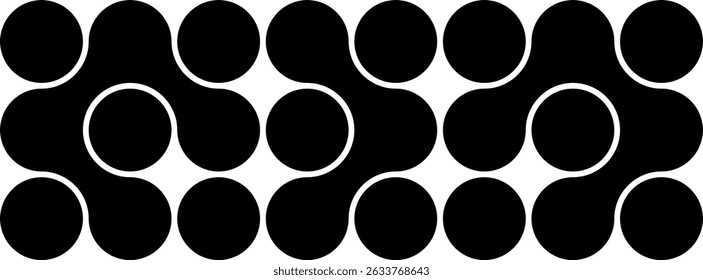 Black pattern of metabol dots on transparent background. Abstract geometric figures of connected molecules. Modern isolated vector design element.