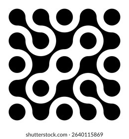 Black pattern of metabol dots on white background. Abstract geometric figures of connected molecules. Modern vector design.	