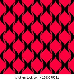 Black pattern on red background. Seamless pattern. Abstract vector.