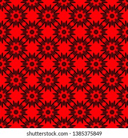 Black pattern on red background. Seamless pattern. Abstract vector background.