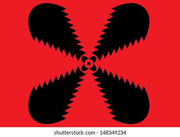 A Black Pattern on a Red Background. Vector