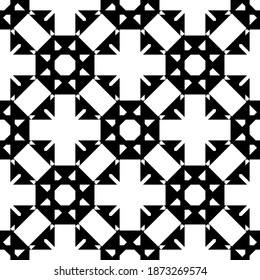 Black pattern on white background. Seamless geometric vector.