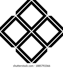 Black pattern on white seamless backdrop. Textile element.