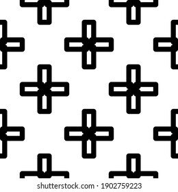 Black pattern on white seamless backdrop. Creative textile.