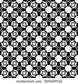 Black pattern on white seamless backdrop. Fabric ornament. 