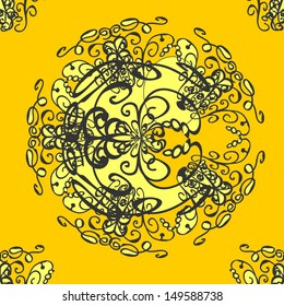 black pattern on a yellow background