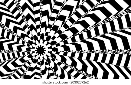 black pattern in op art style resembles a gear modern wallpaper for design