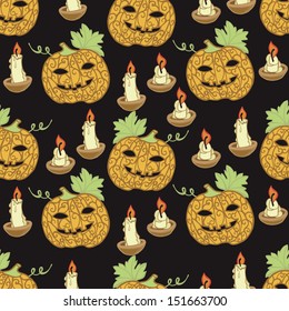 Black pattern with pumpkins for Halloween