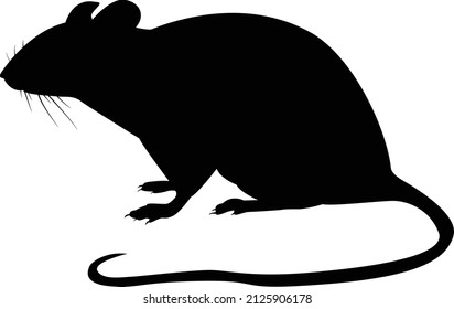Black pattern of a rat on a white background