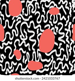 black pattern with red free forms