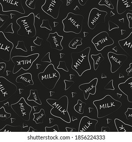 black pattern with spots cow and the word milk