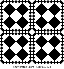 Black pattern from squares on white seamless background.