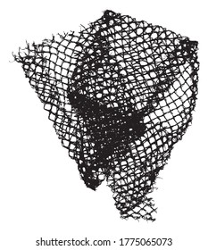 Black patterned net. Abstract monochrome background of coarse crumpled net pattern.  Rope net vector silhouette. Vector illustration.