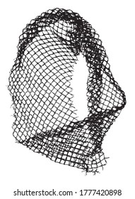 Black patterned net. Abstract monochrome background of coarse crumpled net pattern.  Rope net vector silhouette. Vector illustration.