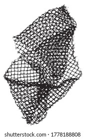 Black patterned net. Abstract monochrome background of coarse crumpled net pattern.  Rope net vector silhouette. Vector illustration.