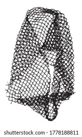 Black patterned net. Abstract monochrome background of coarse crumpled net pattern.  Rope net vector silhouette. Vector illustration.