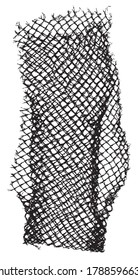 Black patterned net. Abstract monochrome background of coarse crumpled net pattern.  Rope net vector silhouette. Vector illustration.