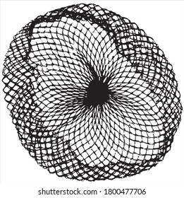 Black patterned net. Abstract monochrome background of coarse crumpled net pattern.  Rope net vector silhouette. Vector illustration.