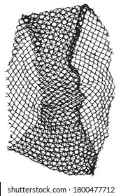 Black patterned net. Abstract monochrome background of coarse crumpled net pattern.  Rope net vector silhouette. Vector illustration.