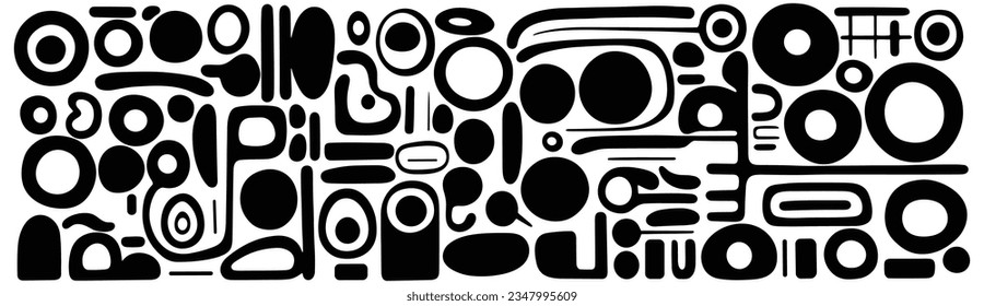 black patterns isolated on white, vector shapes dxf EPS, in the style of paul rand, shaped canvas