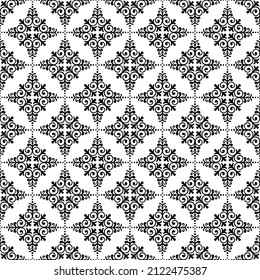 Black patterns on a white background, seamless pattern, texture for fashion design, wallpaper, fabric, linens and tiles. Vector illustration
