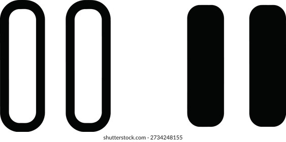 Black pause button symbols on white background