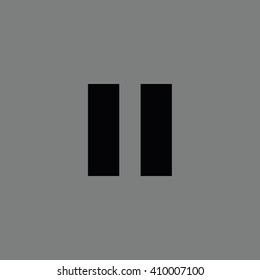 Black pause button vector icon. Gray background