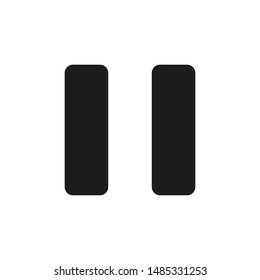 Black pause icon isolated on white background
