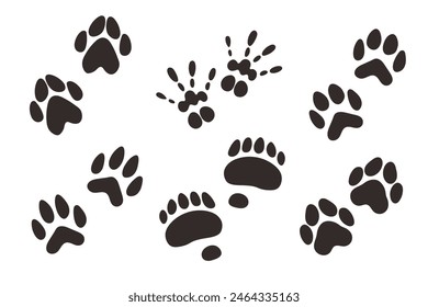 Black paw footprint vector illustration isolated on white background