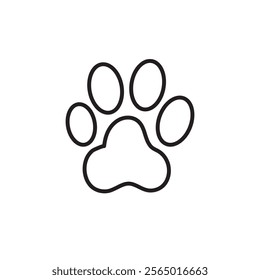 Black Paw print icon, Dog or cat paw print linear illustration for web and app..eps