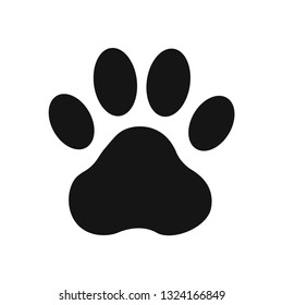 Black paw print icon in flat style vector illustration. Eps 10