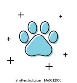 Black Paw print icon isolated on white background. Dog or cat paw print. Animal track.  Vector Illustration