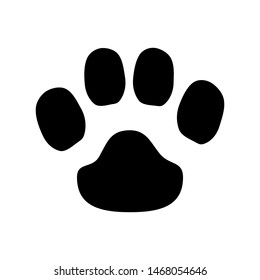 Black Paw print icon isolated. Dog or cat paw print. Animal track