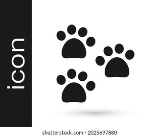 Black Paw print icon isolated on white background. Dog or cat paw print. Animal track.  Vector