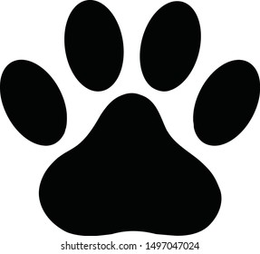 black paw print icon on white background. flat style. dog or cat paw print icon for your web site design, logo, app, UI. animal track symbol. foot and paw animal sign. 