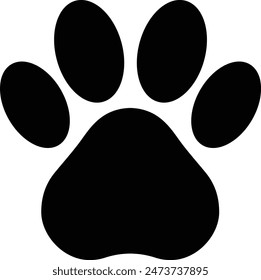 A black paw print illustration on a white background. Perfect for animal lovers, pet projects, and more.