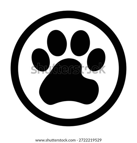 A black paw print inside a circle, a universally recognized sign for pets and animal-related services.