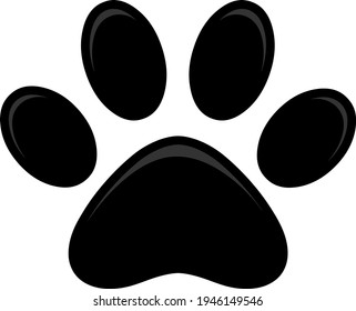 Black Paw Print Logo Flat Design. Vector Illustration Isolated On White Background
