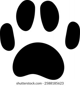 Black paw print resting on a white background, representing the journey of both wild and domestic pets through nature