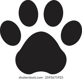 Black paw print silhouette high quality pet footprint vector 