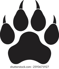 Black paw print silhouette high quality pet footprint vector 