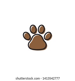 Black Paw Print vector icon, isolated on white background
