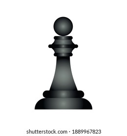pieza de ajedrez de peón negro estilo plano icono ilustración vectorial
