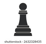 Black pawn Chess piece. Game for logic and intellect. Flat vector illustration isolated on white background