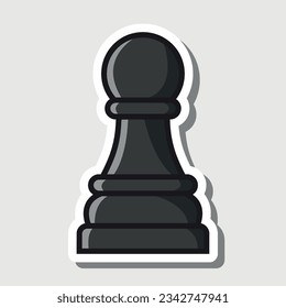 black pawn, editable cartoon style sticker vector