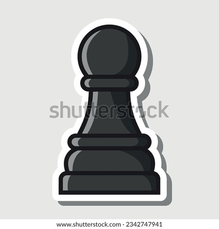 black pawn, editable cartoon style sticker vector
