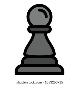 Black pawn icon. Outline black pawn vector icon for web design isolated on white background